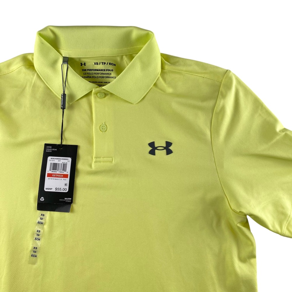 Under Armour Mens Performance 3.0 Polo Shirt Yellow XS 1377374-727‎ NEW